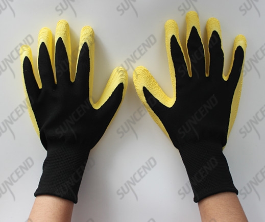 13G black polyester/nylon lining foam latex coating work gloves