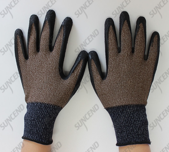 15 gauge nylon+spandex High quality latex coating gloves with breathable and com