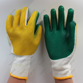 Natural Rubber Palm Coated Cotton Liner Safety Work Gloves