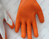  7G Polycotton liner with Orange Latex palm coated work gloves with smooth finish