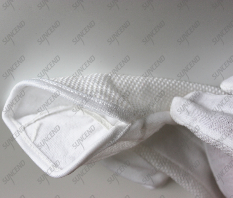 Safety white ceremonial PVC dotted 100% polyester esd gloves