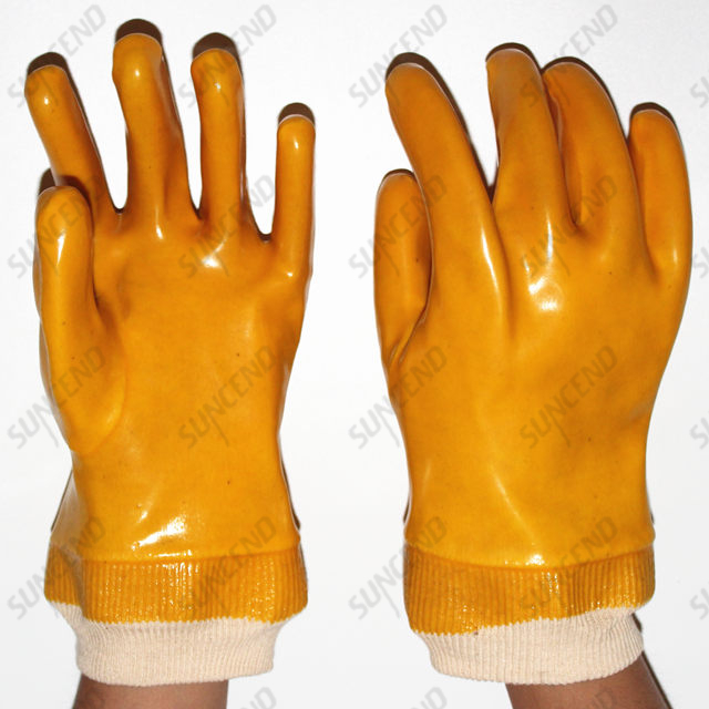 Yellow PVC Fully Dipped Smooth Finish Heavy Duty Safety Gloves
