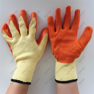  polyester crinkle palm latex construction working winter gloves