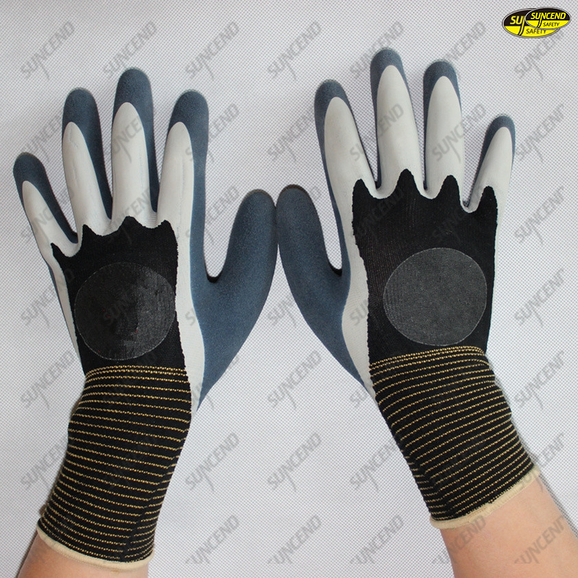 Foam double dipped polyester liner gloves