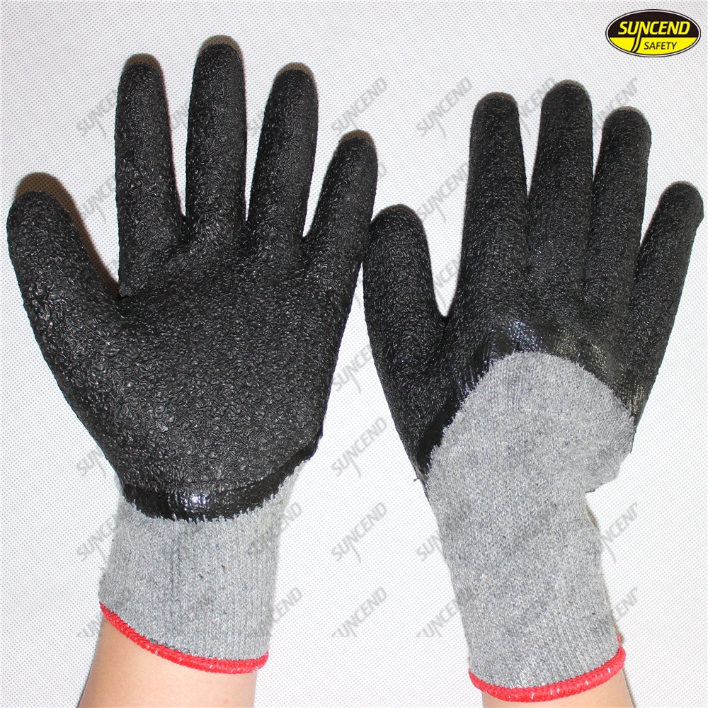 Good grip crinkle latex dipped mechanic work gloves