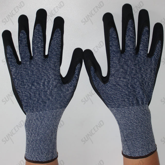 Sandy Nitrile Coated High Elastic Wire Liner Work Gloves