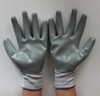Grey nitrile coated white nylon safety gloves