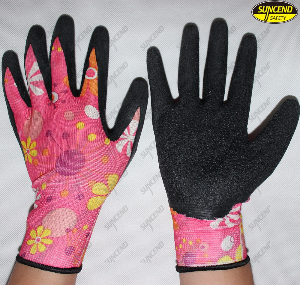 Crinkle finish latex coated safety working gloves