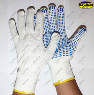 Protective equipment pvc dotted cotton safety hand gloves