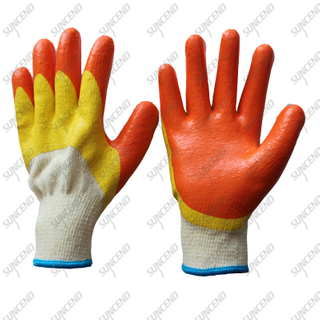 Bolivia 3/4 double coating orange yellow bicolor smooth latex gloves