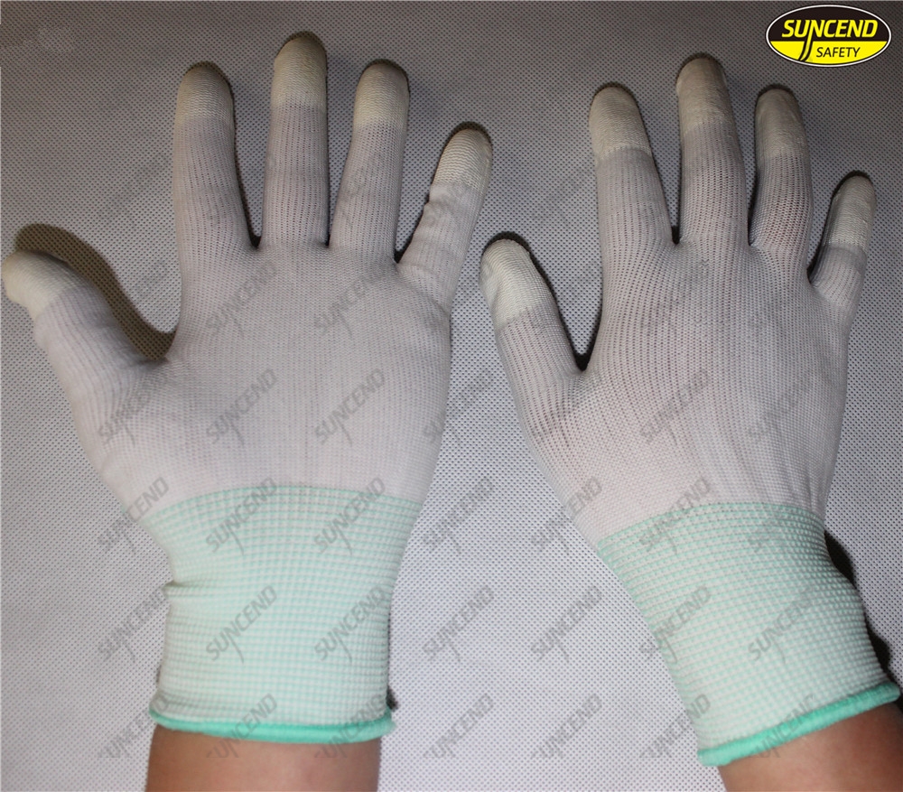 PU fingertips coated protective antistatic gloves