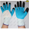 Flexible polyester liner natural latex coated working gloves