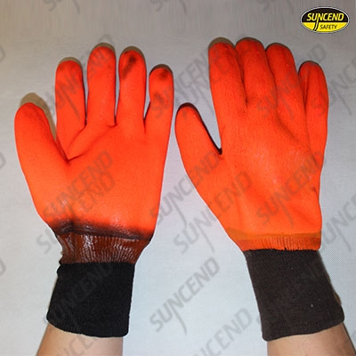 Hi-viz PVC coated winter use work gloves