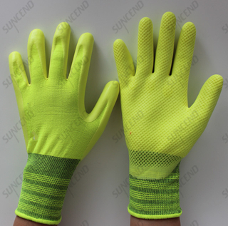 High Visible Latex Palm Coated Glove with Embossed Texture