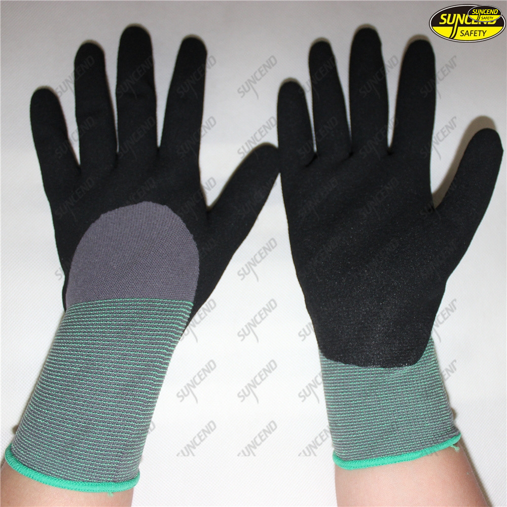 Factory supplier nitrile coated sandy finish safety gloves