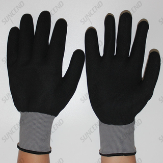 Multipurpose Seamless Knitting Nitrile Full Coated Sandy Finish Safety Gloves