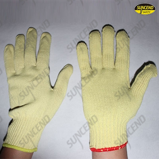 Yellow cotton knitted work gloves