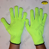 Fluorescent green polycotton knitted gloves