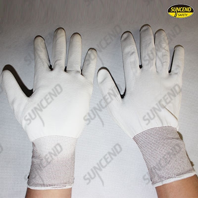 white PU palm coated gloves