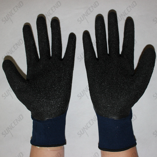 10G black acrylic with nappy 3/4 coated foam latex winter work gloves