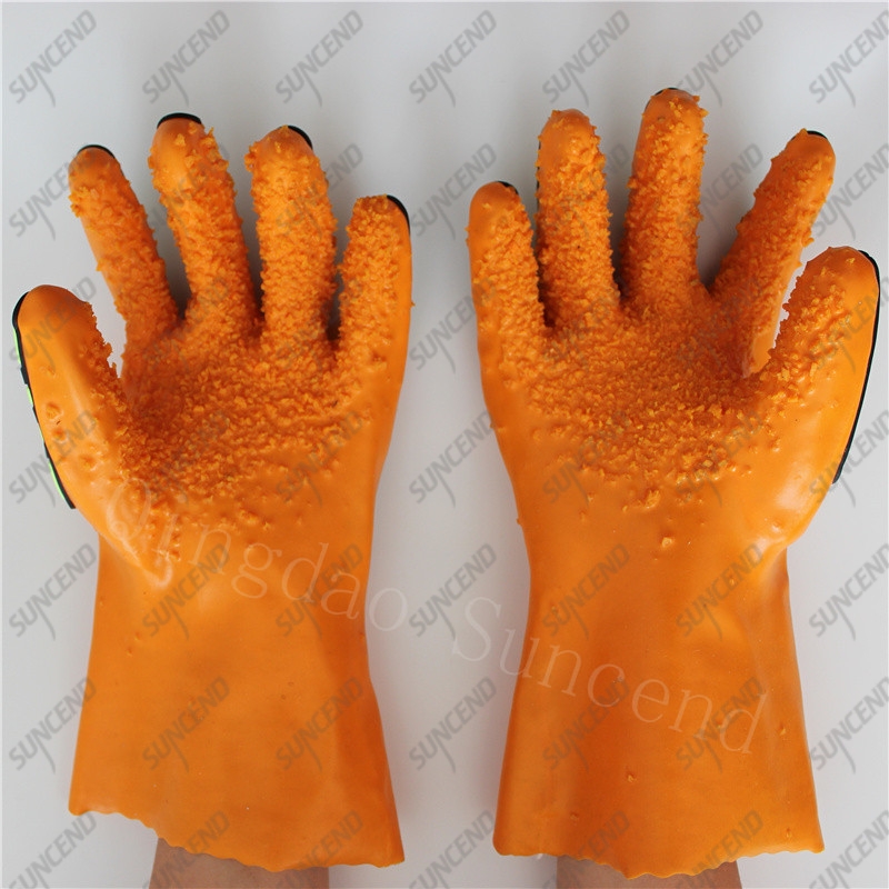 TPR on back anti acid alkali full coated rough finish PVC work gloves