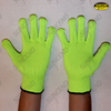 Fluorescent green polycotton knitted gloves 