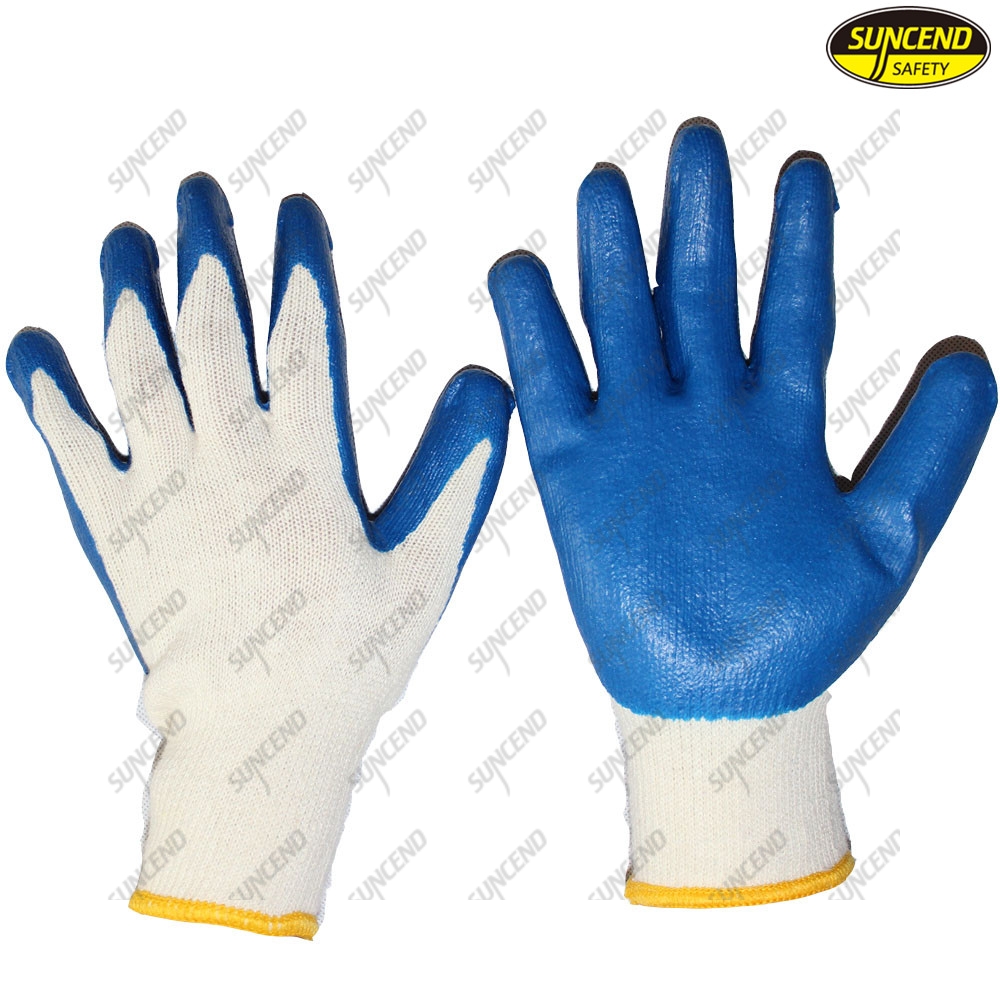 Natural latex palm coated smooth finish safety industrial work gloves