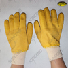 Yellow latex full dipped crinkle finish work gloves
