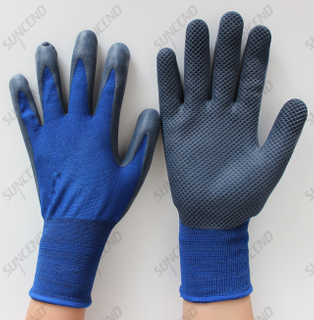 Blue Nylon Knite Comfortable And Breathable Hand Working Gloves With Foam Finish