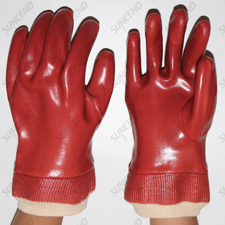 PVC Fully Dipped Working Gloves with Knit Wrist