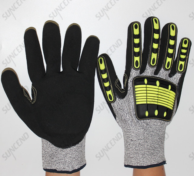 13 Gauge HPPE Liner with TPR Back Knit Safety Gloves for Cut Resistant And Impact Resistant