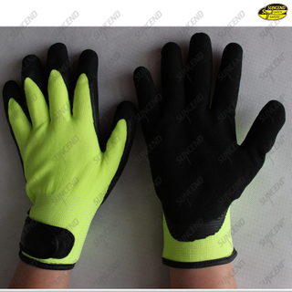 Black sandy nitrile acrylick terry liner winter gloves