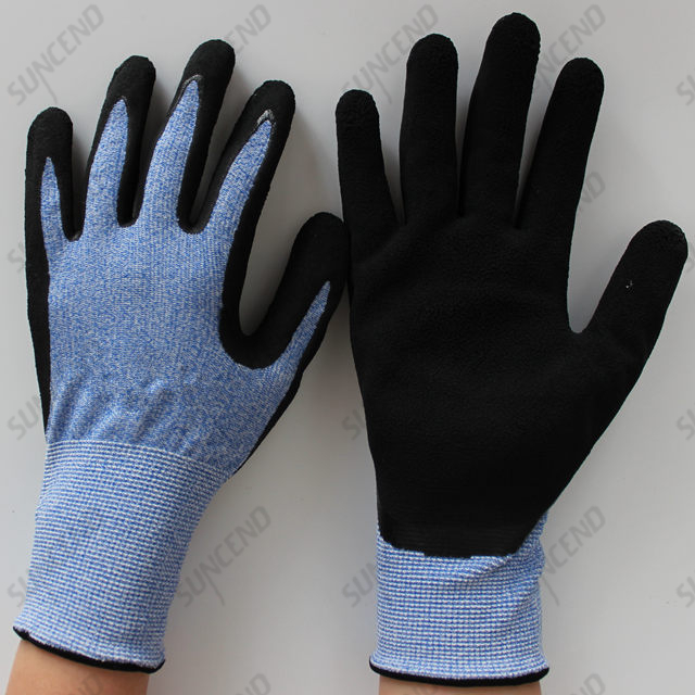 Nitrile Coated High Elastic Wire Liner Sandy Finish Work Gloves