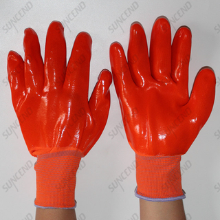 PVC Fully Dipped Working Gloves with Knitted Wrist