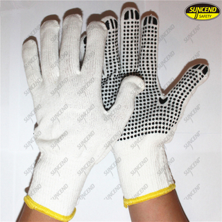 Protective equipment pvc dotted cotton safety hand gloves
