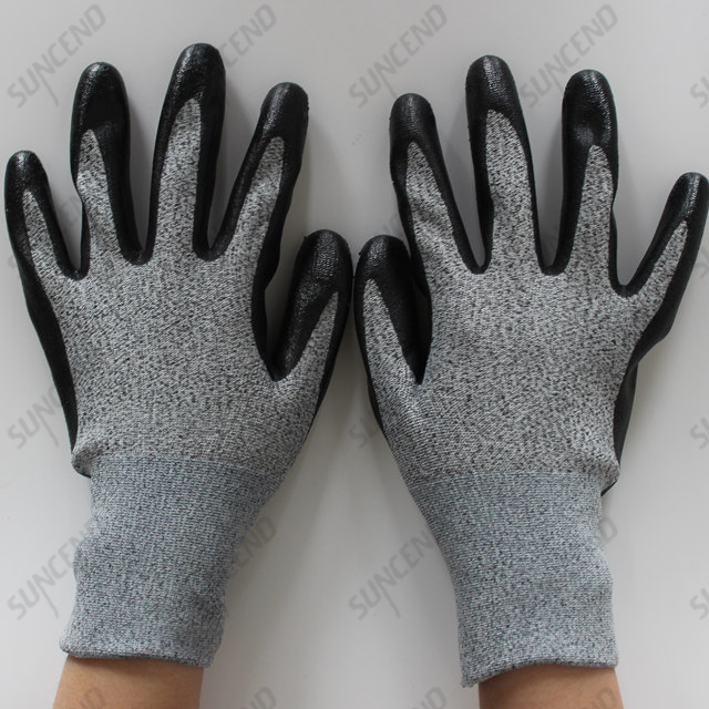 HPPE Liner Nitrile Coating Cut Resistant Safety Gloves