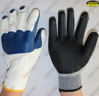 Mechanical palm rubber coated polycotton glove