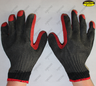 More elastic soft rubber coated 7G polycotton liner working gloves