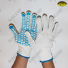 White polycotton knitted liner with pvc dotted on palm work gloves 