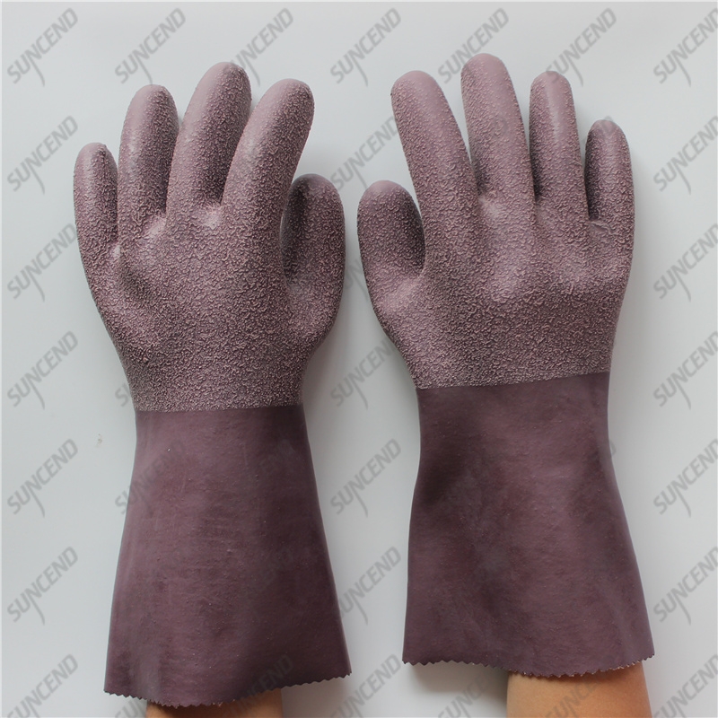 100% thick cotton liner micro sandblasting anti slip purple latex gloves