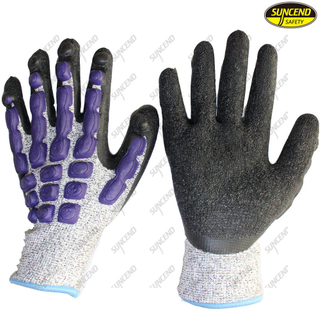 HPPE liner crinkle rubberanti vibration forestry gloves