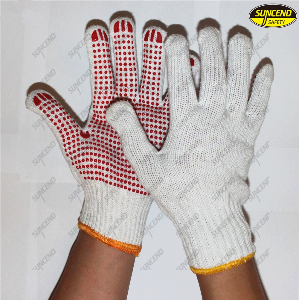 Safety pvc dotted cheap knitted cotton gloves