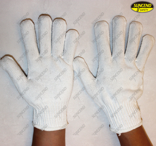 Natural white cotton knitted industrial cotton gloves