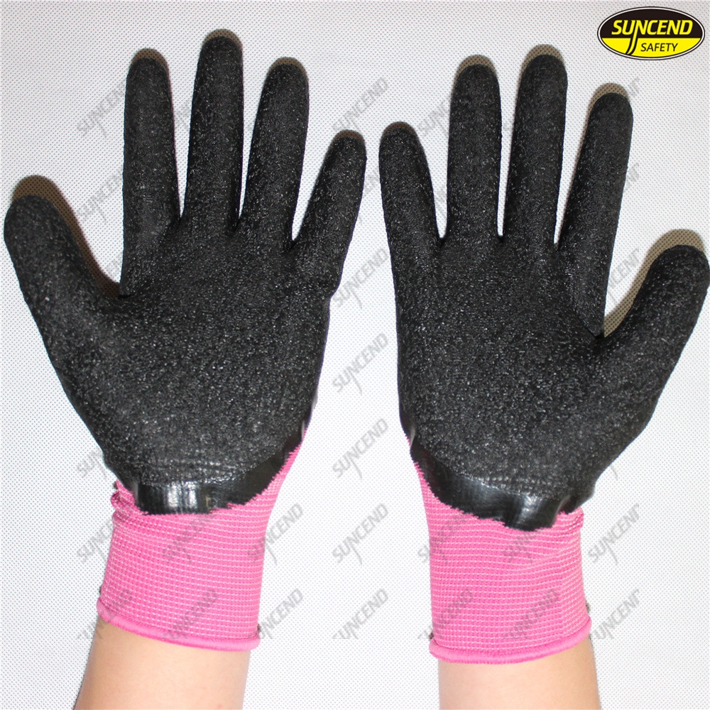 Crinkle finish latex coated safety work industrial gloves