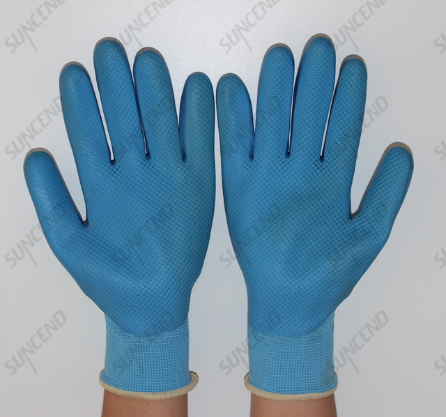 SUNCEND Breathable/Comfortable NBR Palm Coated Gloves with Embossed Texture