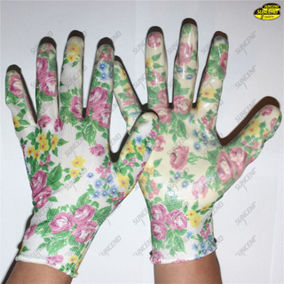 Wholesale smooth nitrile coated colorful liner gloves