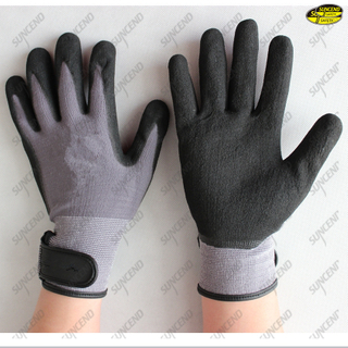 Hand protection acrylic terry liner sandy nitrile gloves