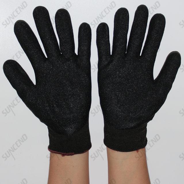 15G Nylon Liner Sandy Nitrile Coated Comfortable Work Gloves