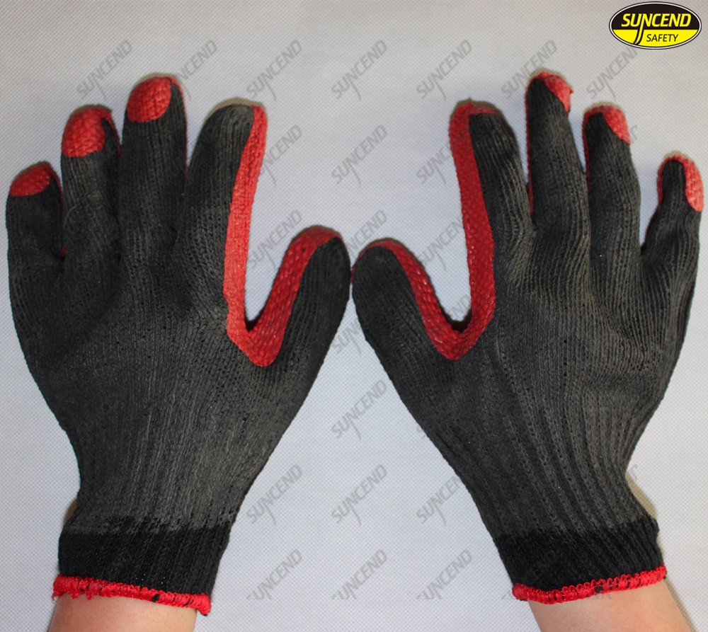 More elastic soft rubber coated 7G polycotton liner working gloves