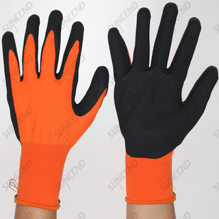 Customized Nitrile Coated Sandy Finish Labor Protective Work Gloves